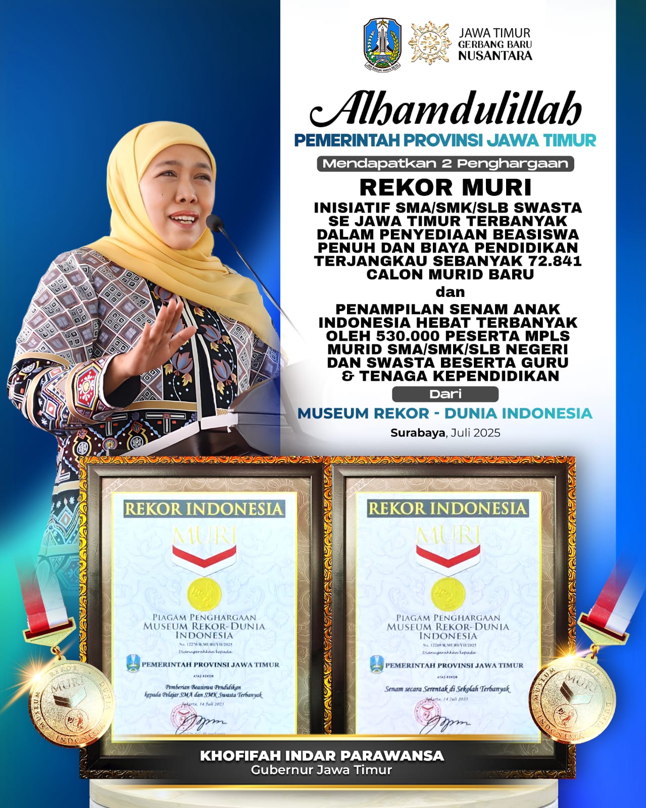 Gubernur Khofifah Komitmen Wujudkan MPLS Ramah, Kampanyekan Ramah Anak, Edujatif, Inklusif  dan Anti Bullying