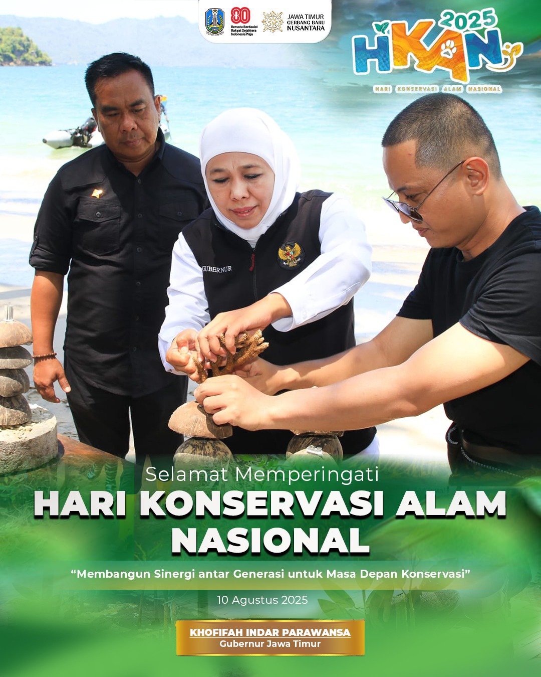 Peringati Hari Konservasi Alam Nasional 2025, Gubernur Khofifah: Kolaborasi Lintas Generasi, Kunci Konservasi Alam Jawa Timur