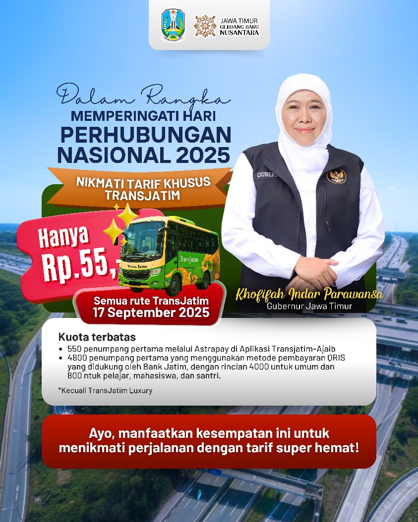 Gubernur Khofifah Umumkan Rute Baru Wings Air dan Promo Transjatim Rp55 Sambut Harhubnas 2025
