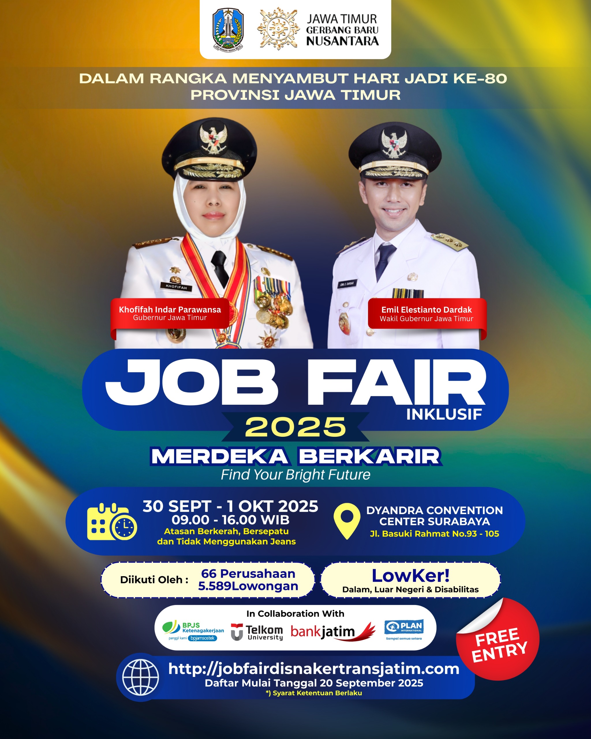 Gubernur Khofifah Tegaskan Job Fair Inklusif Jadi Komitmen Tekan Pengangguran dan Buka Akses Kerja Berkeadilan