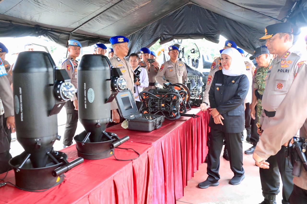 Gubernur Khofifah Pastikan SDM dan Peralatan Siaga Dalam Apel Tanggap Darurat Bencana Hidrometeorologi Jatim