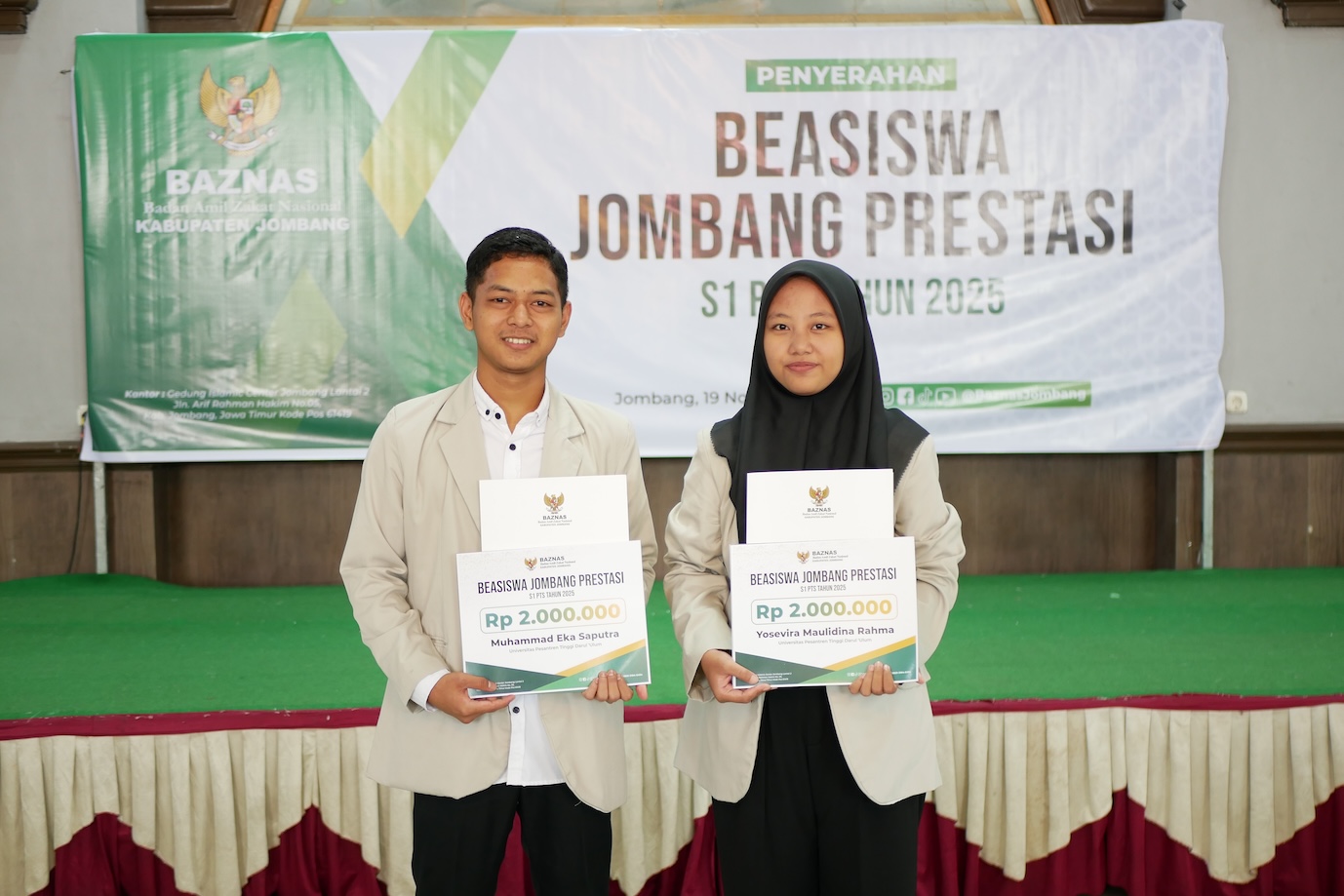 Unipdu Apresiasi Baznas Jombang atas Beasiswa Prestasi untuk Dua Mahasiswanya