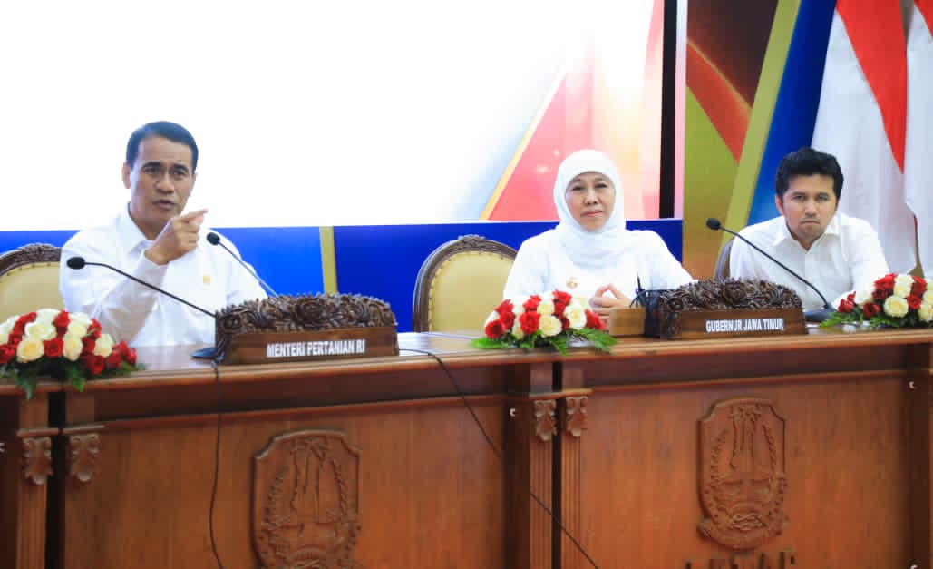 Gelar Rakor Bareng Mentan di Grahadi, Gubernur Khofifah Pastikan Jatim Siap Jadi Lumbung Tebu dan Gula Nasional 2026