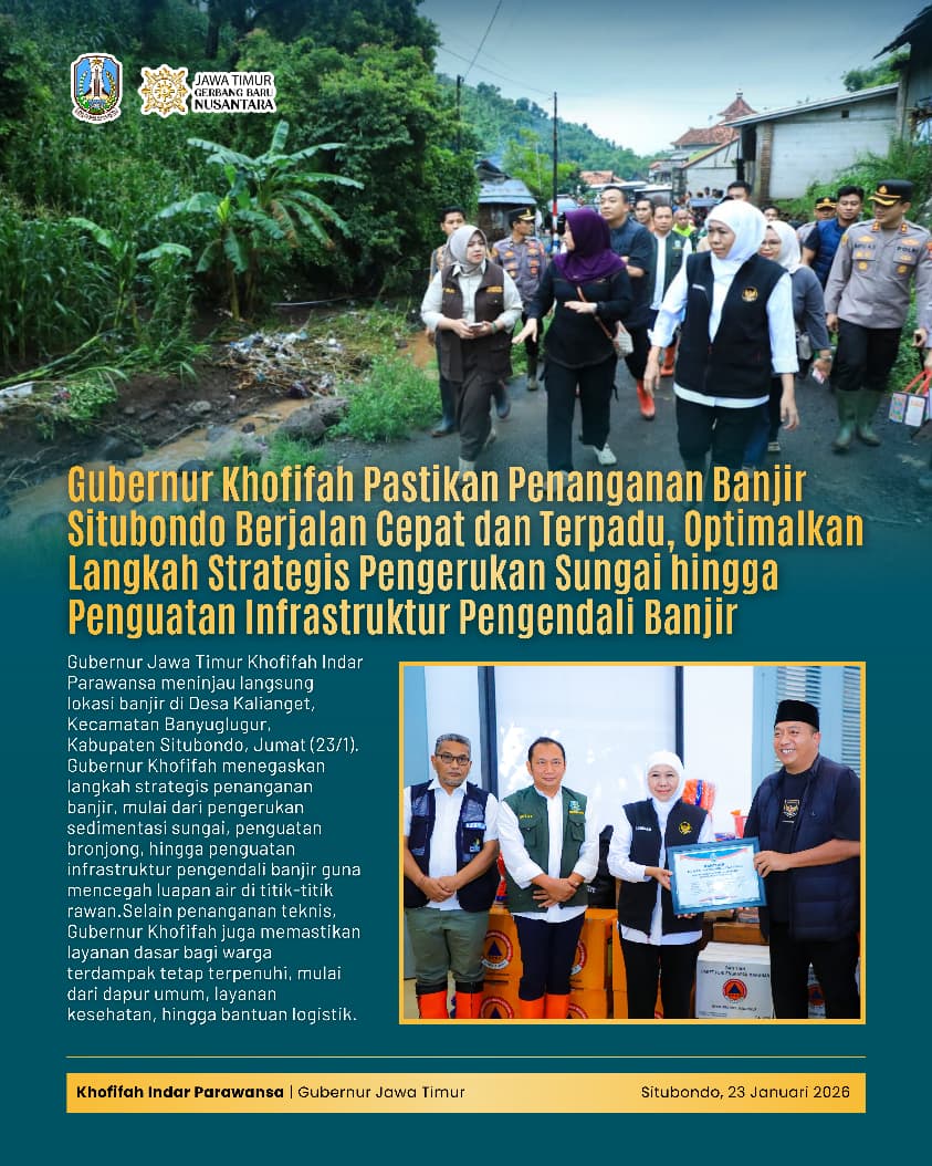 Sedimentasi Sungai Picu Banjir Situbondo, Khofifah Perintahkan Pengerukan dan Penguatan Bronjong