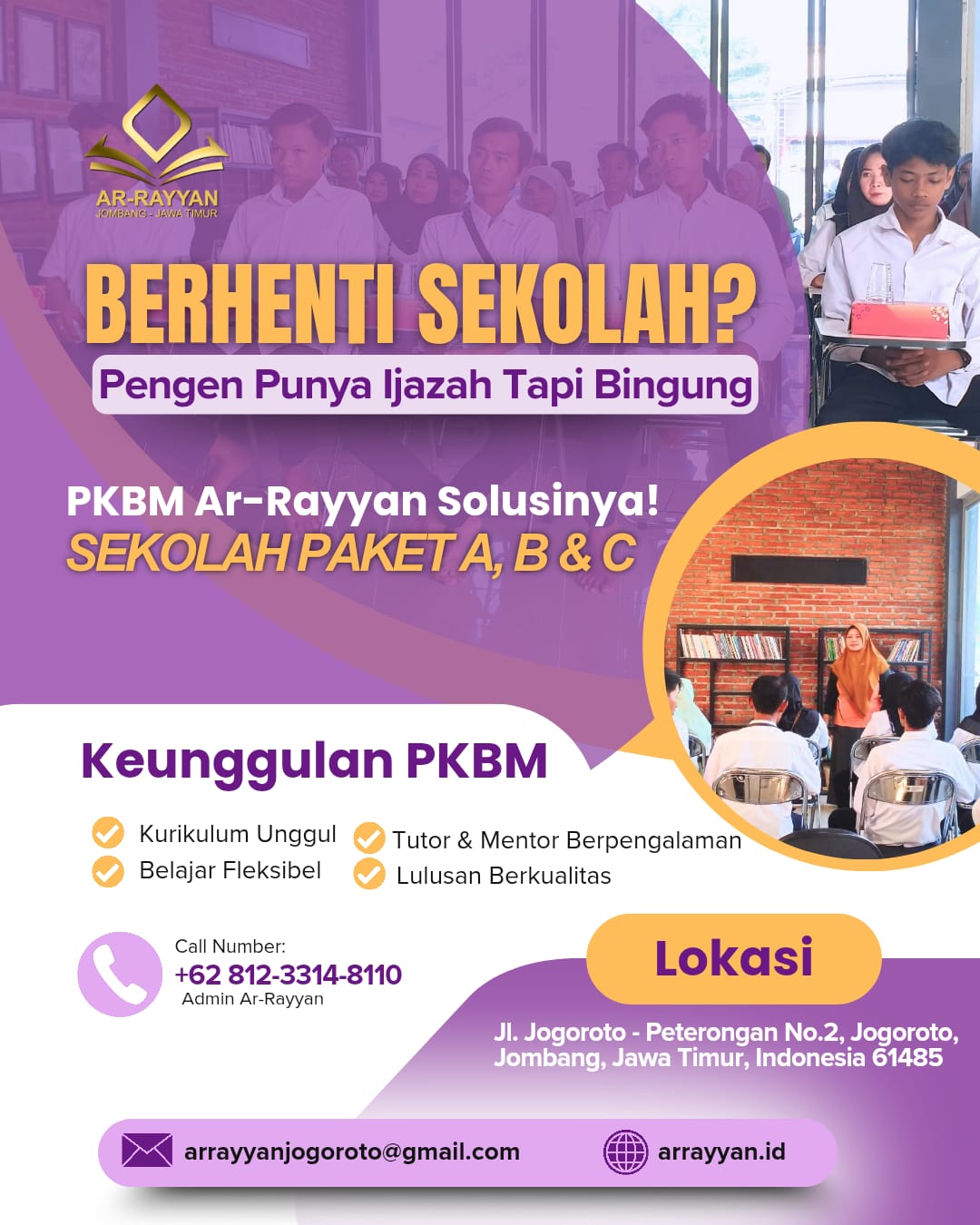 Raih Ijazah Resmi Tanpa Batas Usia Bersama PKBM Ar-Rayyan Jombang