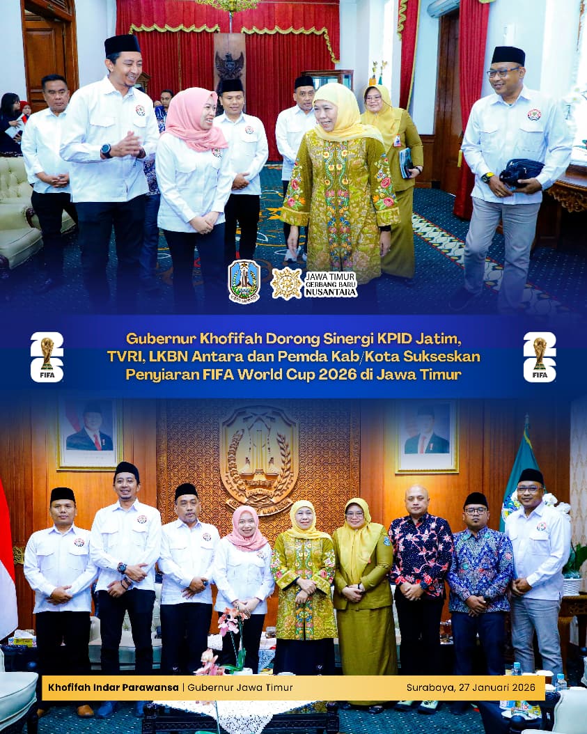 Gubernur Khofifah Perkuat Kolaborasi KPID Jatim, TVRI, dan Pemda Sambut Kick Off Piala Dunia 2026