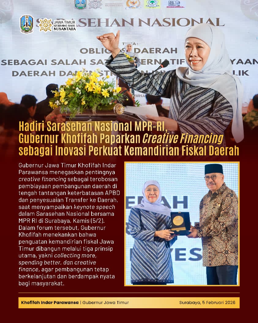 Gubernur Khofifah Tekankan Creative Financing dan Obligasi Daerah sebagai Pilar Pembiayaan Pembangunan