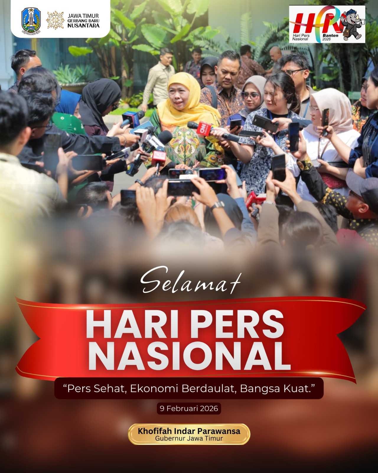 Gubernur Khofifah Nilai Pers Profesional Berperan Penting Jaga Demokrasi dan Kepercayaan Publik