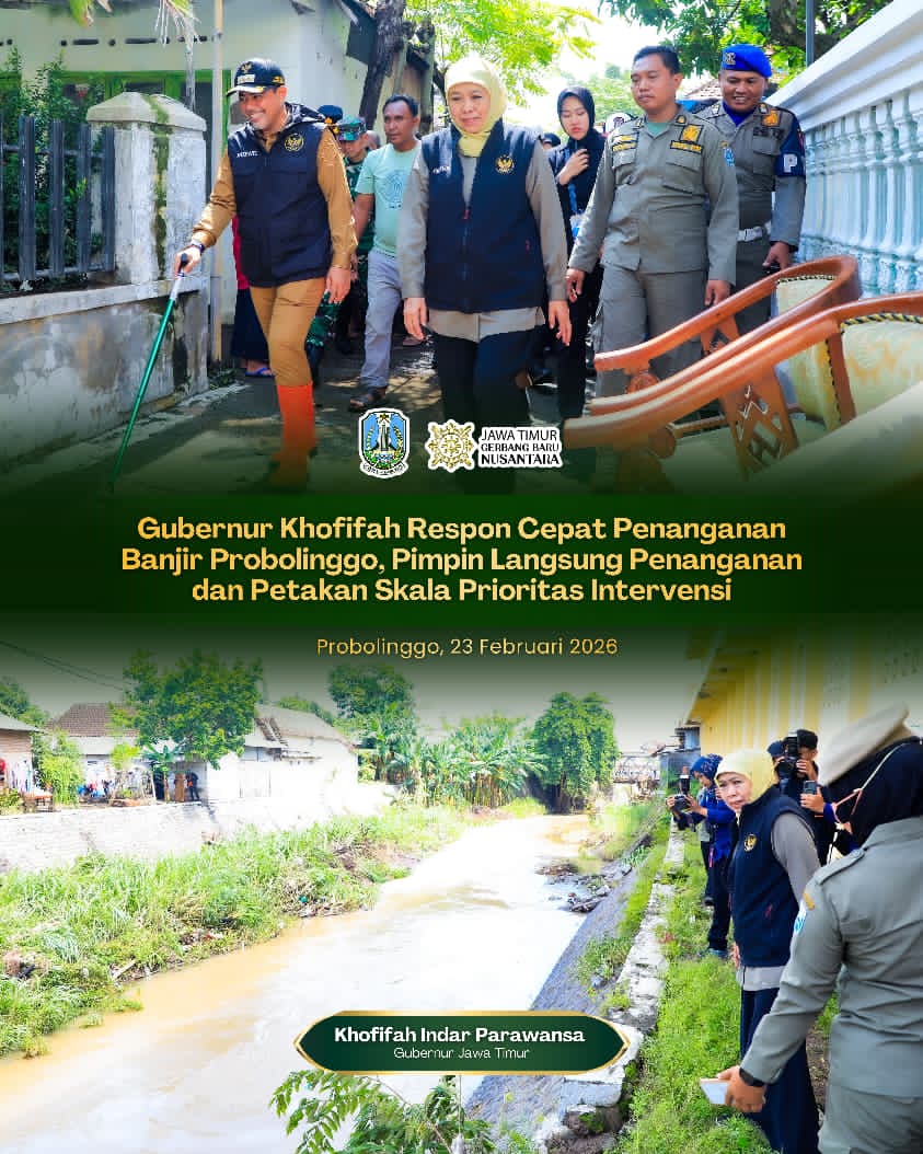Gubernur Khofifah Terjunkan BPBD dan Dinas PU, Percepat Penanganan Banjir Probolinggo