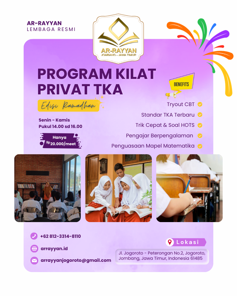 Tingkatkan Percaya Diri Hadapi TKA Bersama Yayasan Ar-Rayyan Jombang