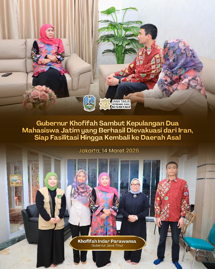 Gubernur Khofifah Sambut Mahasiswa Jatim dari Iran, Pemprov Siapkan Fasilitasi Kepulangan Melalui Badan Penghubung
