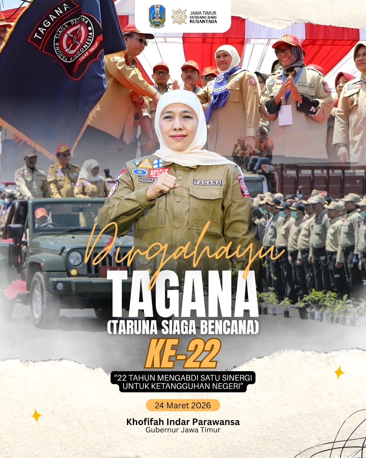 Gubernur Khofifah: Tagana Bukti Nyata Gotong Royong dalam Penanggulangan Bencana