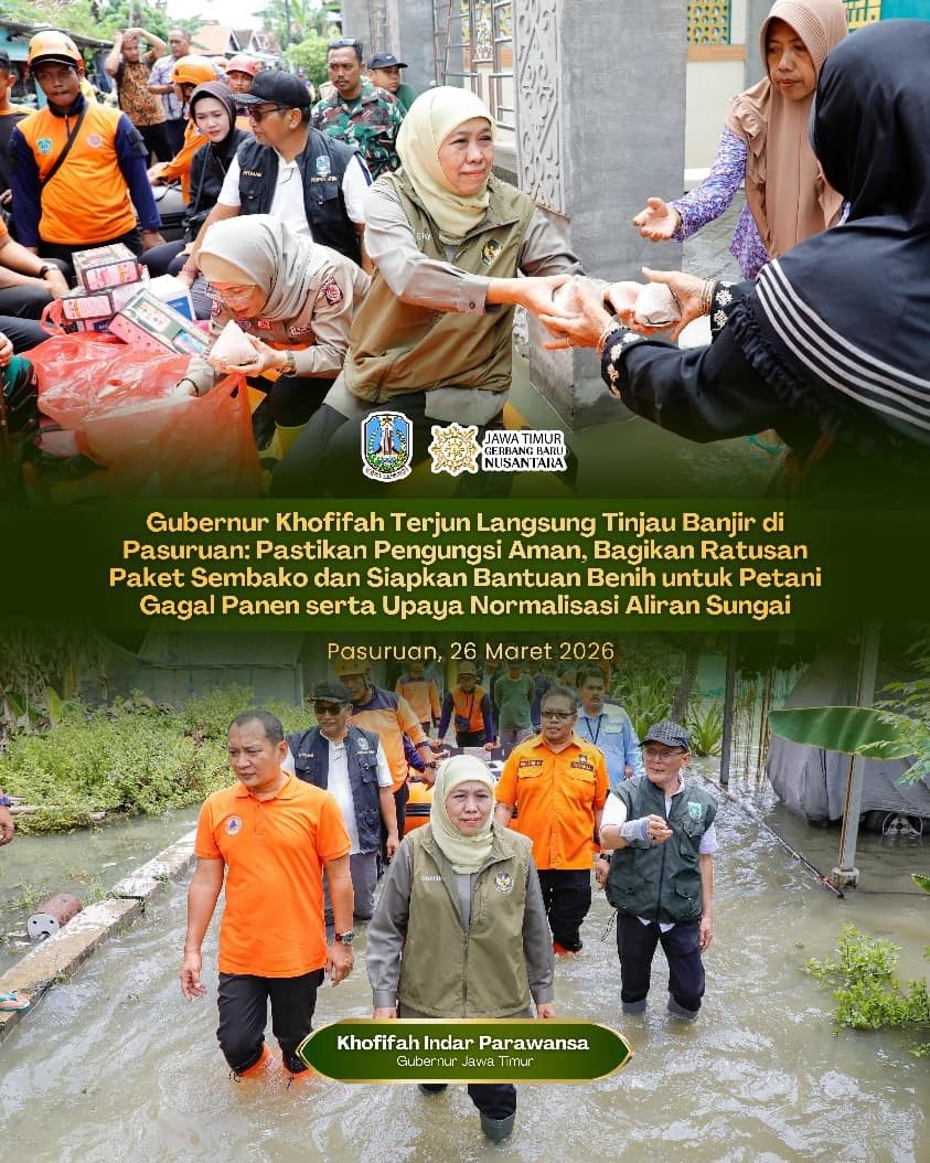 Gubernur Khofifah Pastikan Kebutuhan Warga Terdampak Banjir Terpenuhi