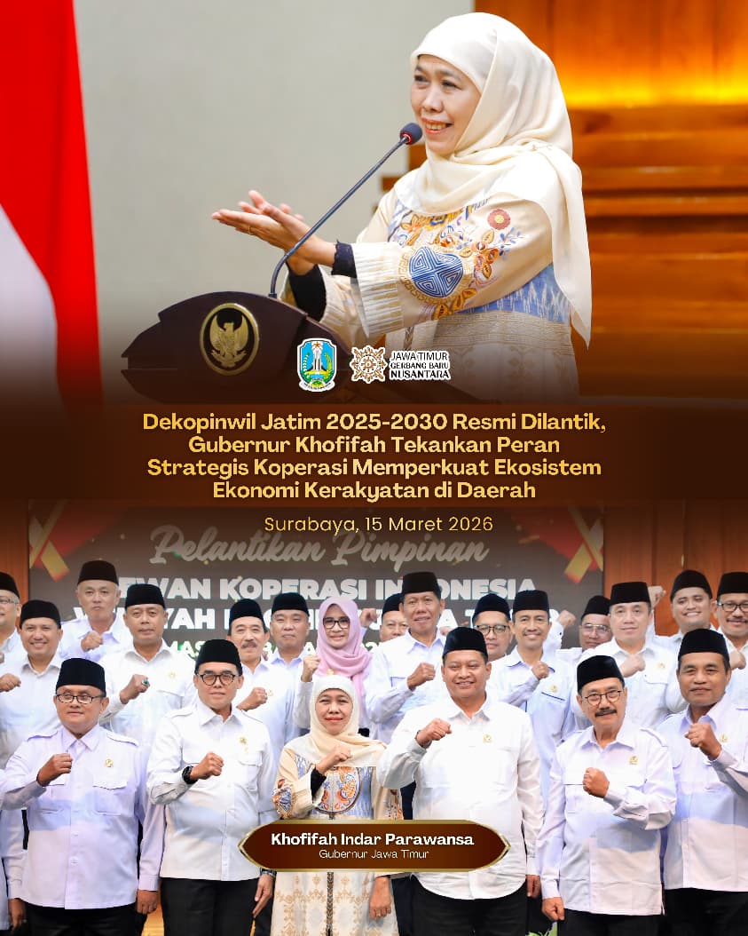 Gubernur Khofifah Dorong Koperasi di Jawa Timur Tumbuh Kuat dan Mampu Menjadi Pilar Ekonomi Daerah