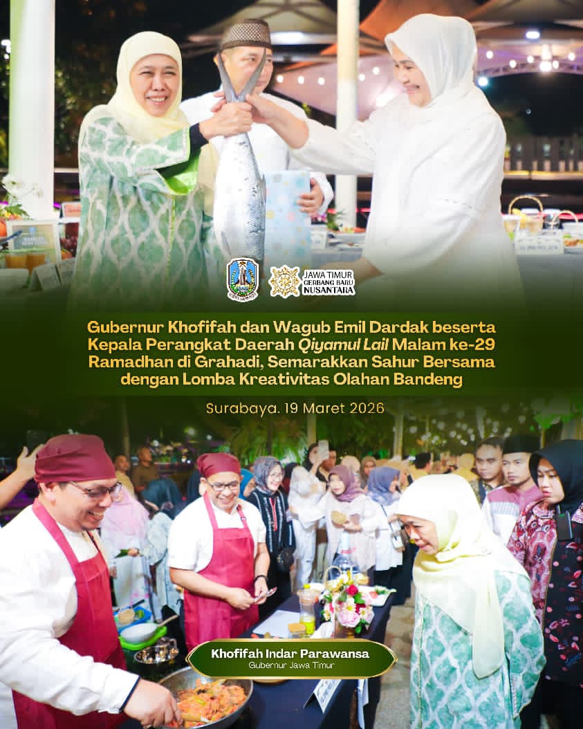 Gubernur Khofifah dan Wagub Emil Gelar Qiyamul Lail, Hadirkan Kebersamaan Lewat Sahur dan Lomba Bandeng
