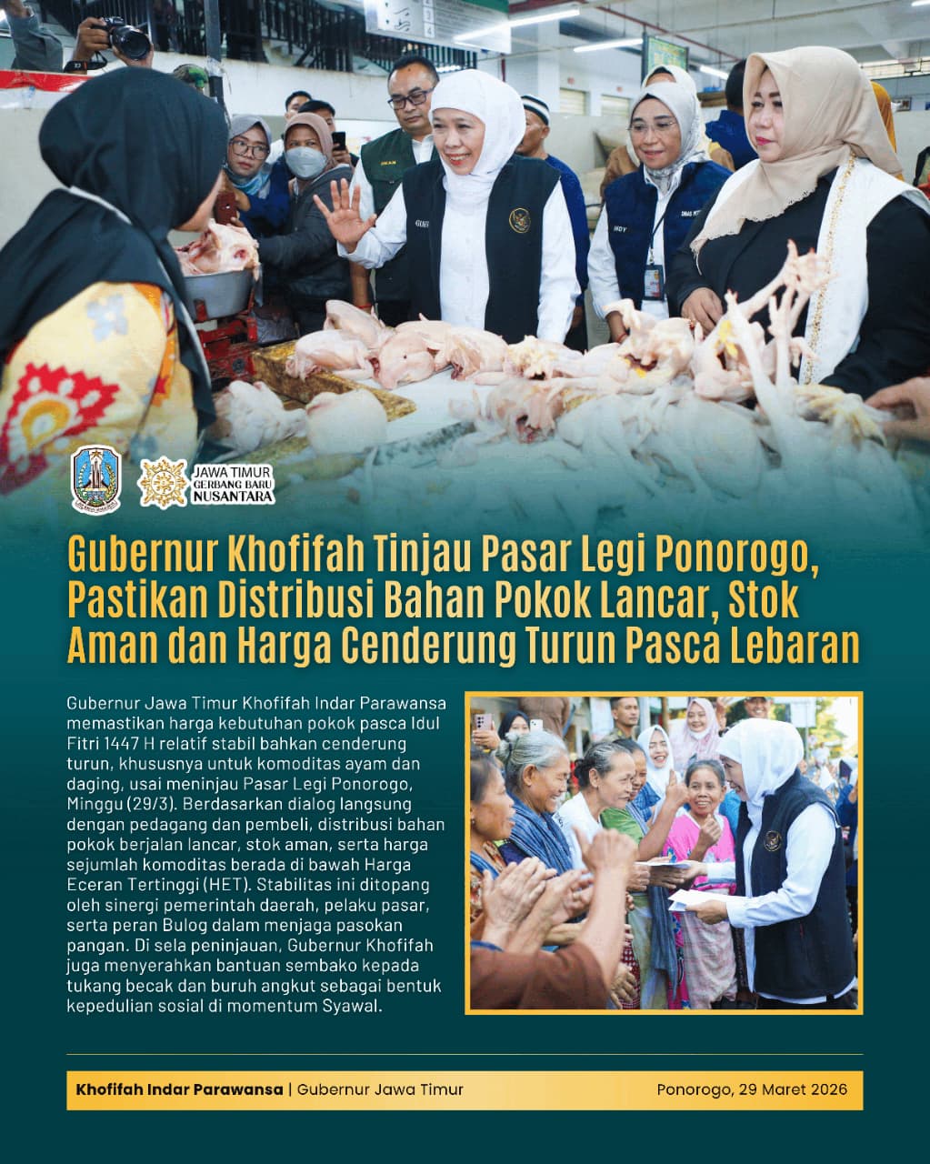 Gubernur Khofifah Dorong Sinergi Pemda dan Pelaku Pasar, Jaga Stabilitas Harga dan Pasokan Pangan
