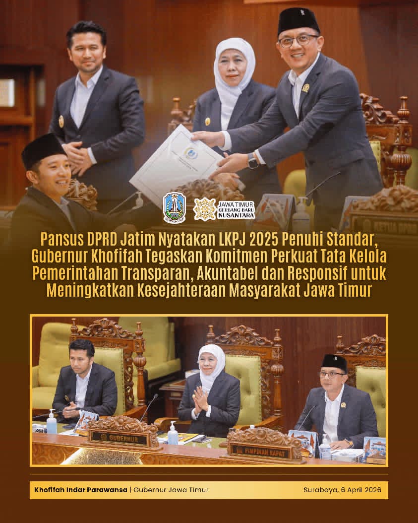 Gubernur Khofifah Sambut Baik Pendapat DPRD, Pastikan Rekomendasi LKPJ 2025 Ditindaklanjuti Optimal