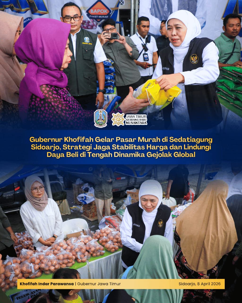 Gubernur Khofifah Pastikan Stok Pangan Aman, Gelar Pasar Murah sebagai Strategi Jaga Stabilitas Harga