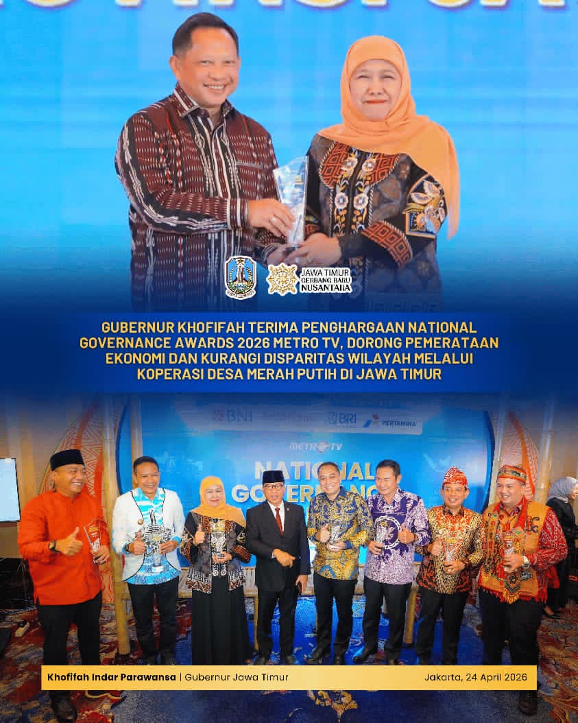 Gubernur Khofifah Bawa Jatim Raih Penghargaan Outstanding Province Pendukung Koperasi Desa Merah Putih