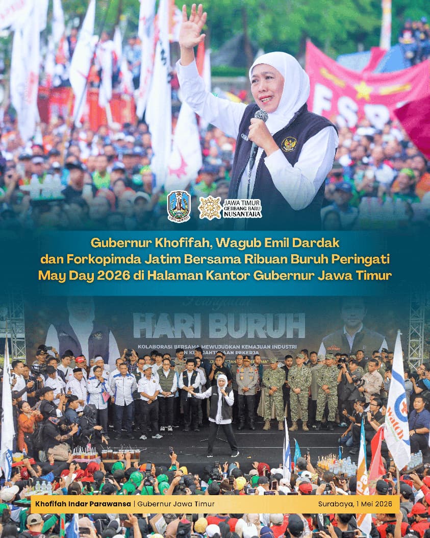 Gubernur Khofifah Luncurkan Kebijakan Pro-Buruh di May Day 2026, Dari Insentif Pajak hingga Pendidikan