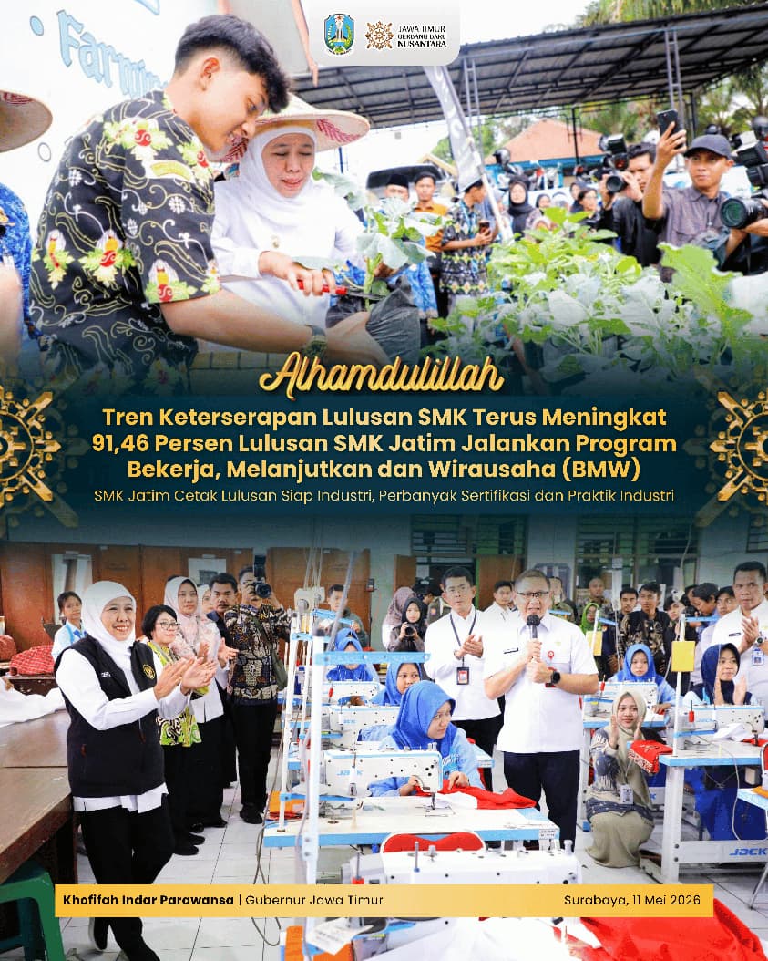 Gubernur Khofifah Sebut Link and Match SMK dengan Industri di Jatim Semakin Efektif