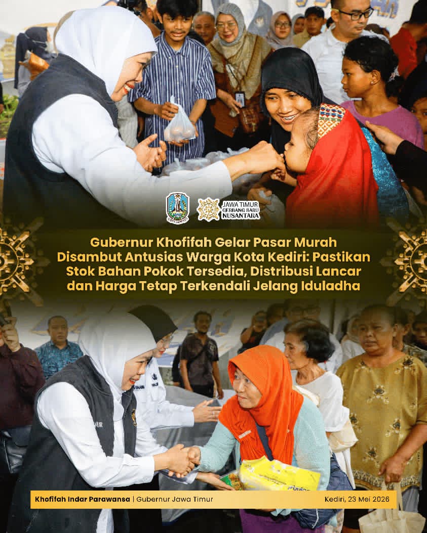 Jelang Iduladha, Gubernur Khofifah Perkuat Stabilitas Harga Pangan Lewat Pasar Murah Bersubsidi di Kota Kediri