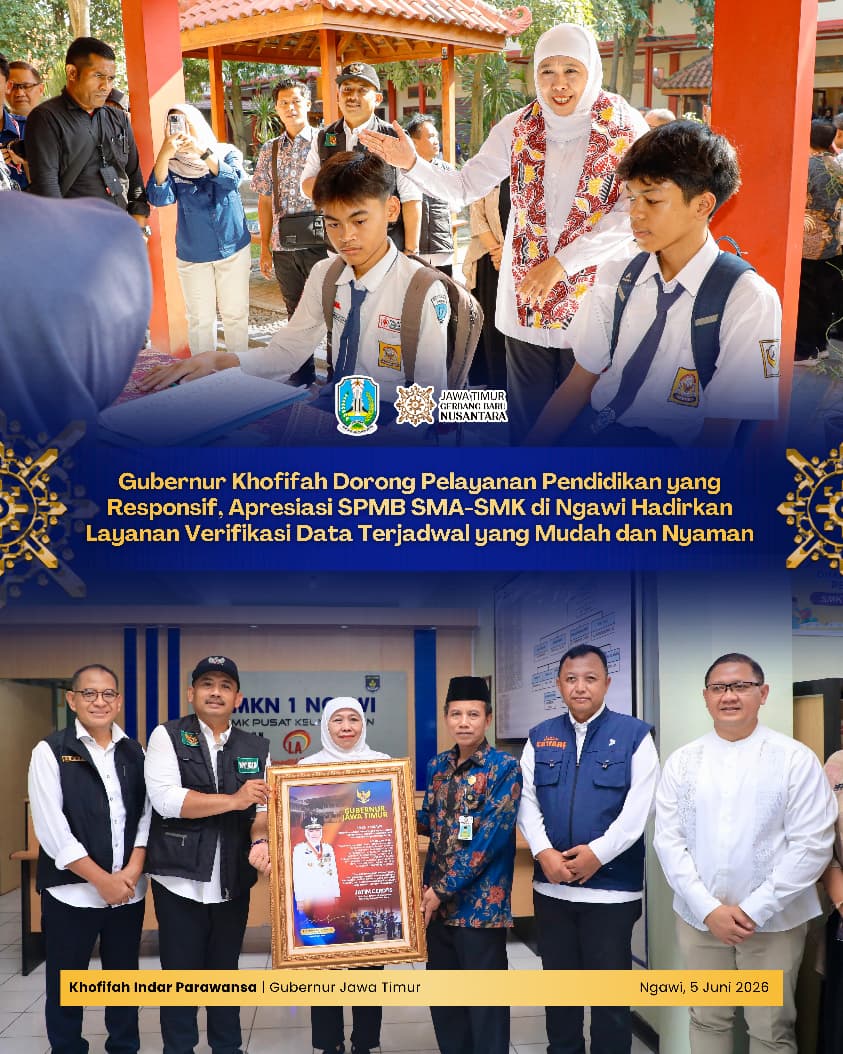 Gubernur Khofifah Pastikan Proses Verifikasi SPMB SMA-SMK Negeri Berjalan Transparan dan Akuntabel