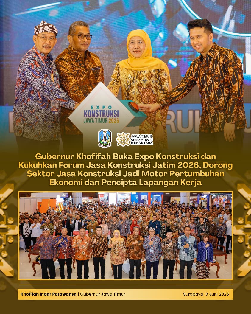 Gubernur Khofifah Kukuhkan Forum Jasa Konstruksi Jatim 2026–2029, Perkuat Kolaborasi Dukung Pembangunan Berkelanjutan
