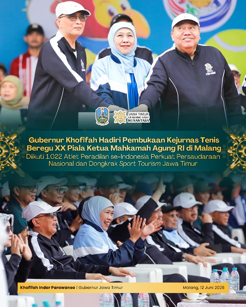 Kejurnas Tenis Piala Ketua MA RI di Malang Jadi Momentum Pererat Persaudaraan Nasional, Gubernur Khofifah Soroti Dampak Ekonomi