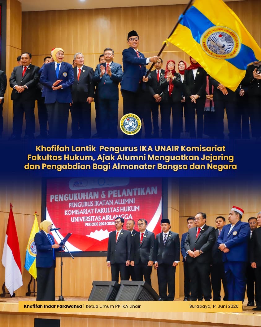 Lantik IKA FH UNAIR Masa Bakti 2025–2030, Khofifah Dorong Alumni Jadi Mitra Strategis Pembangunan