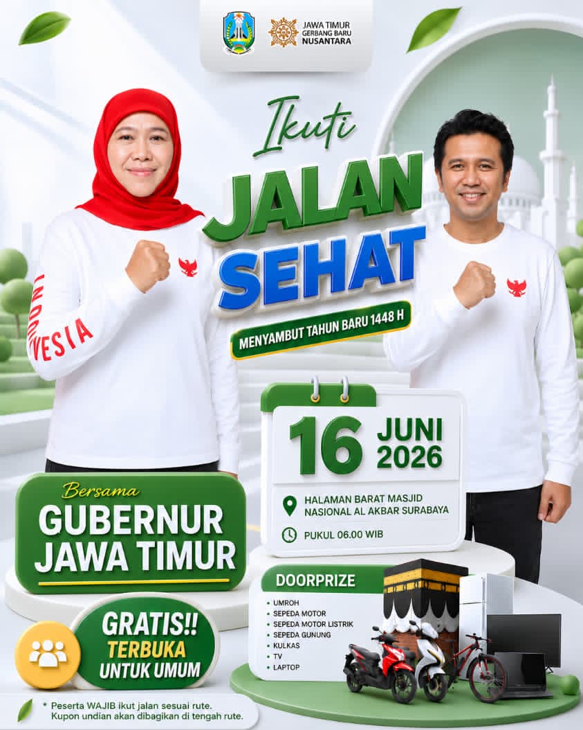 Tahun Baru Islam 1448 H Jadi Momentum Kebersamaan, Gubernur Khofifah Ajak Warga Hadiri Jalan Sehat di Masjid Al Akbar
