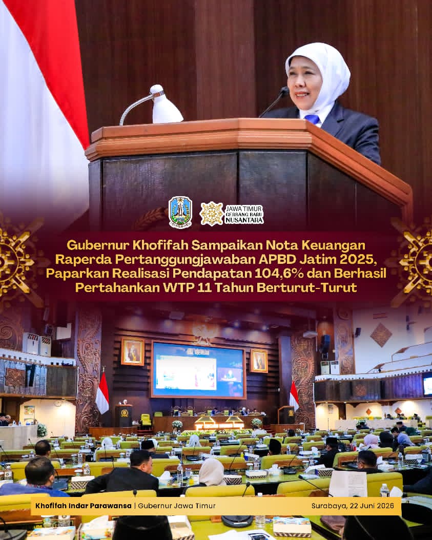 Gubernur Khofifah Paparkan Kinerja APBD Jatim 2025, Pendapatan Daerah Lampaui Target dan Raih WTP Ke-15 dari BPK RI
