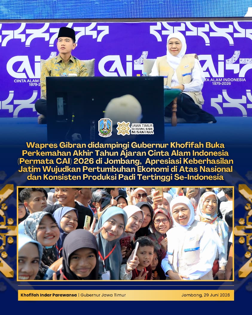 Gubernur Khofifah: Pertumbuhan Ekonomi Jatim di Atas Nasional dan Produksi Beras Tertinggi Bukti Kuatnya Sinergi Pembangunan Daerah