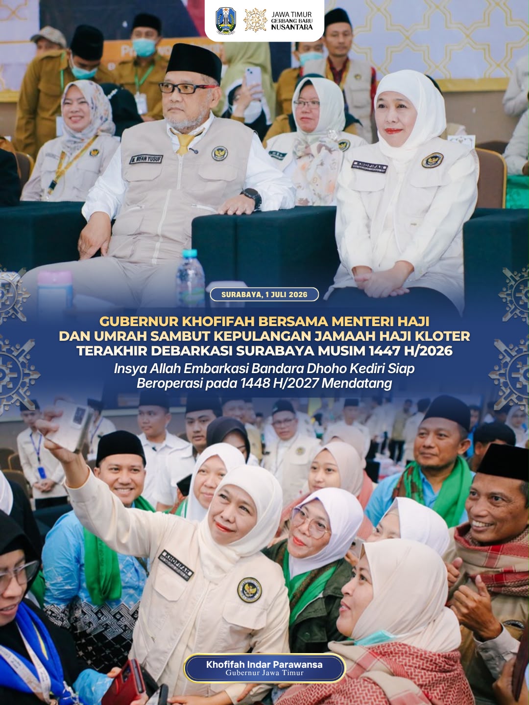 Gubernur Khofifah Pastikan Embarkasi Haji Bandara Dhoho Kediri Siap Beroperasi pada Musim Haji 1448 H/2027