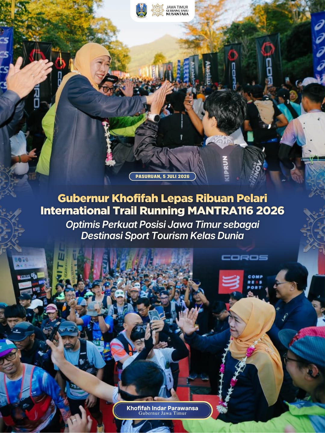 Gubernur Khofifah Optimistis MANTRA116 2026 Makin Perkuat Citra Jawa Timur sebagai Tuan Rumah Event Olahraga Bertaraf Internasional