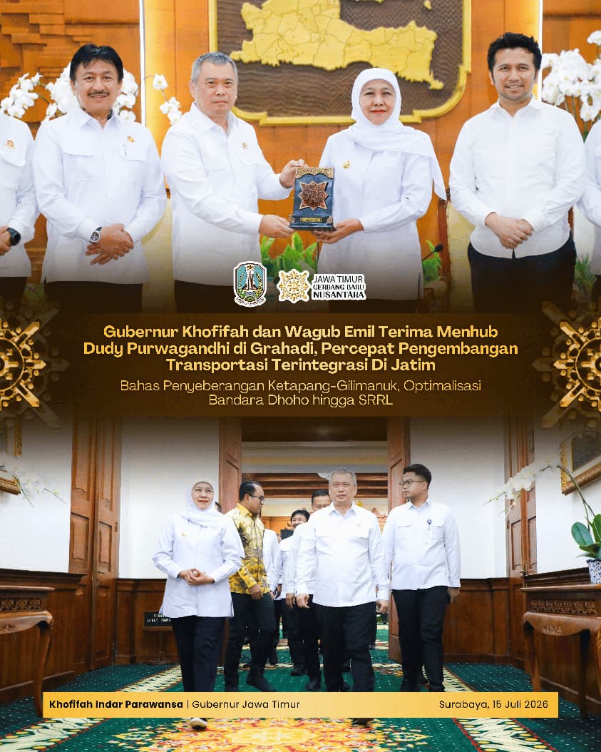 Transportasi Terintegrasi Jadi Prioritas, Gubernur Khofifah Terima Kunjungan Menhub di Grahadi