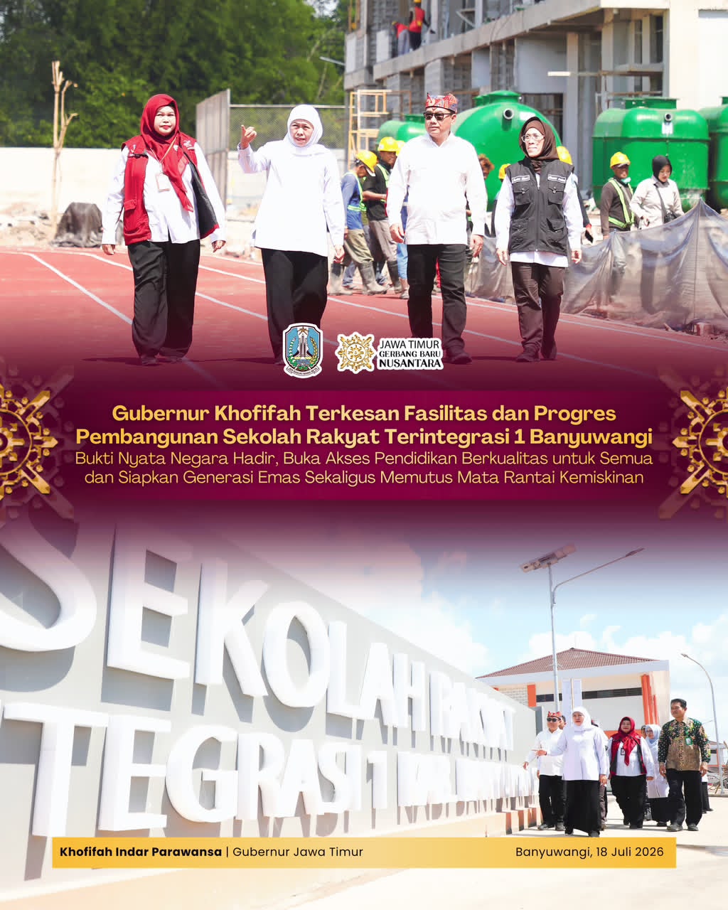 Gubernur Khofifah Sebut Sekolah Rakyat Jadi Ikhtiar Nyata Putus Mata Rantai Kemiskinan dan Wujudkan Generasi Emas